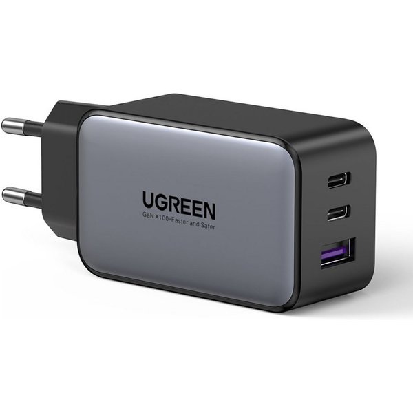 UGREEN GaN Ladegerät 2x USB Type C / 1x USB 65W Power Delivery grau USB-Ladegerät