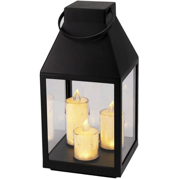 Mojawo Laterne Laterne Windlicht Stalllaterne Gartenlaterne 3 LED Kerzen Timer H35cm