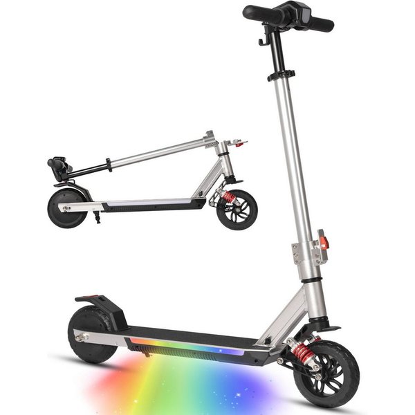 Vankel E-Scooter Kinder ab 10 Jahren, Federung, klappbarer E-roller, Bunte Leuchten, 150 W, 14 km/h, (EBS+Fußbremse, 2 Stoßdämpfer, höhenverstellbar), Elektro K