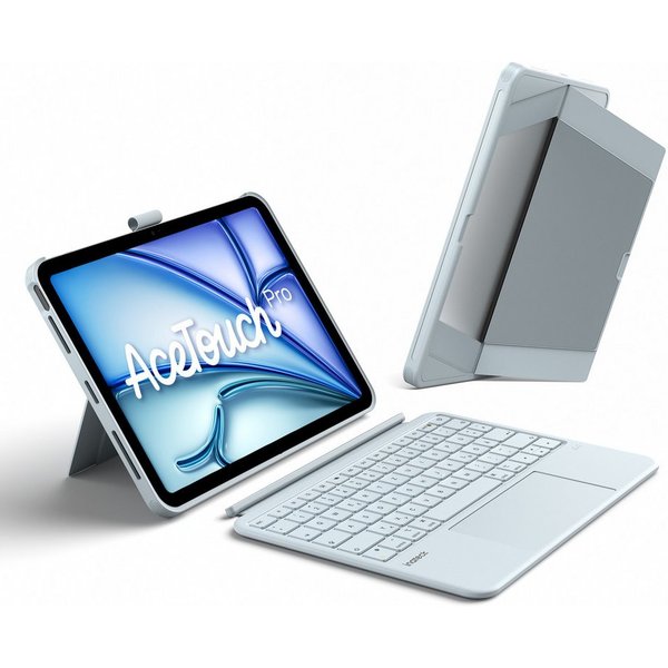 Inateck für 11 Zoll iPad Air M4 M3, iPad Pro, mit Touchpad iPad-Tastatur (Vertikaler/Horizontaler Ständer, Abnehmbar, mit Stifthalter)