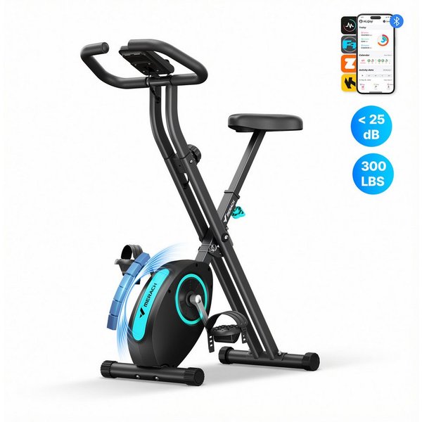 MERACH Heimtrainer Fahrrad klappbar, mit leiser 16-stufiger Magnetbremse (Indoor Cycling Bike mit LCD-Display & praktischer Tablethalterung, platzsparend faltba