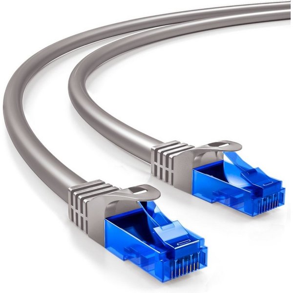 deleyCON deleyCON 30m CAT6 Patchkabel Netzwerkkabel Ethernet LAN DSL Kabel Grau LAN-Kabel