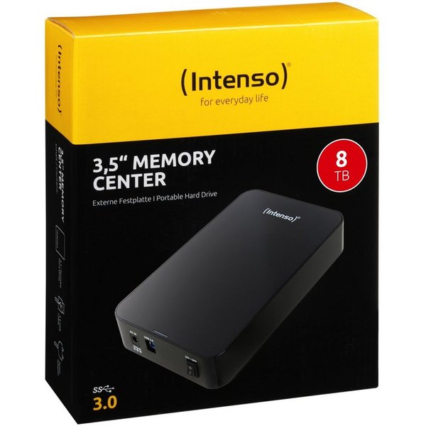 Intenso HDD externe Festplatte Memory Center 3,5 Zoll 8TB USB 3.0 schwarz externe HDD-Festplatte