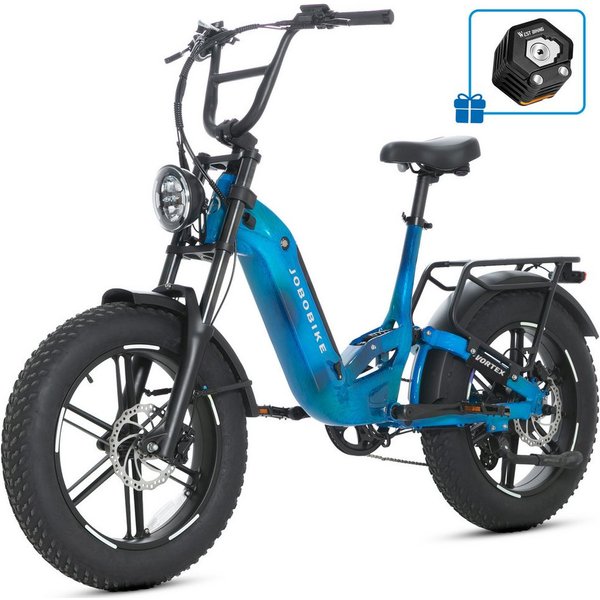 JOBOBIKE E-Bike Mountainbike 20 Zoll, 48V 720Wh, 150km, Fully, Vollfederung, Fatbike, MTB, 7 Gang Shimano, Kettenschaltung, Heckmotor, 720 Wh, (Lockout-Federgab