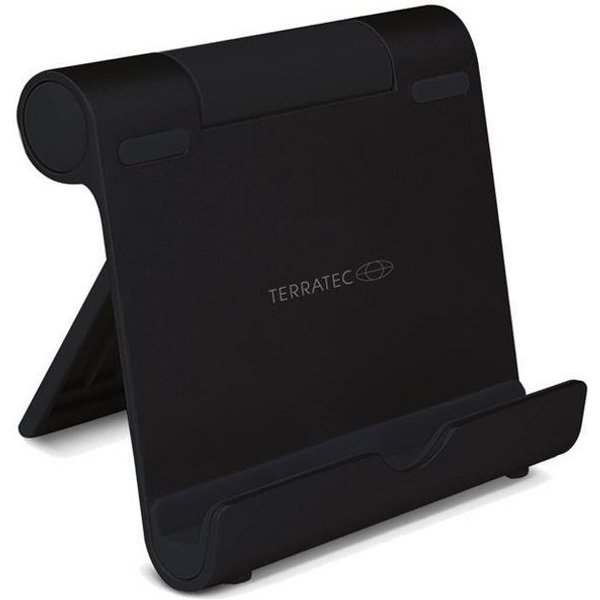 Terratec Tablet-Ständer iTab S Schwarz, (Tablet Smartphone Ständer, Größe S, Aluminium, Standfuß Handy Halter, schwarz)
