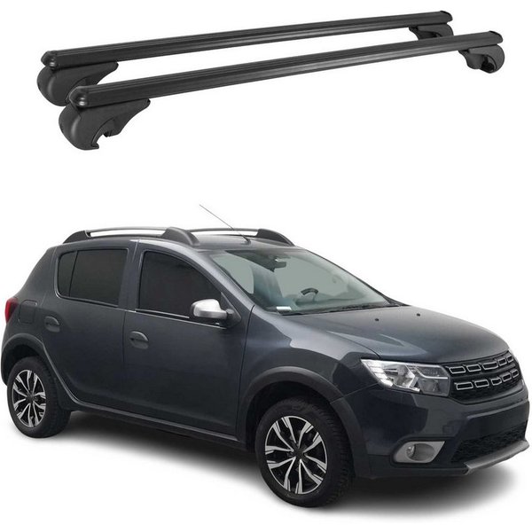 OMAC Dachträger für Dacia Sandero Stepway 2012-2024 Gepäckträger Aluminium Schwarz 2x (2-St), Wasserbeständig,Abnehmbar,Multifunktional,Leichtgewichtig