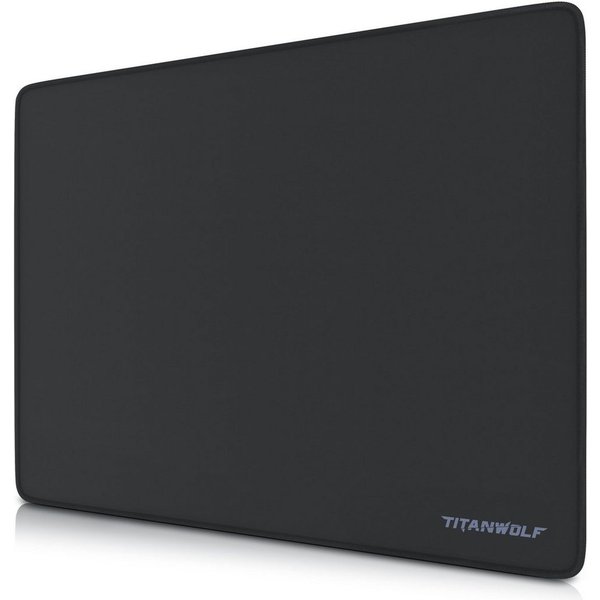 Titanwolf Gaming Mauspad XL Speed Mousepad 440 x 350 x 3 mm, Tischunterlage, strapazierfähig (1-St), rutschfest, abwaschbar, Geschwindigkeit & Präzision, schwar