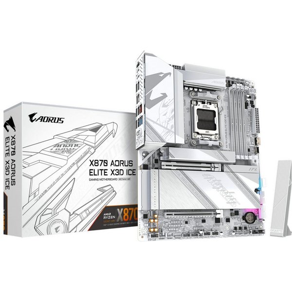Gigabyte X870 AORUS ELITE X3D ICE Mainboard - Unterstützt AMD Ryzen 9000 Prozes Mainboard