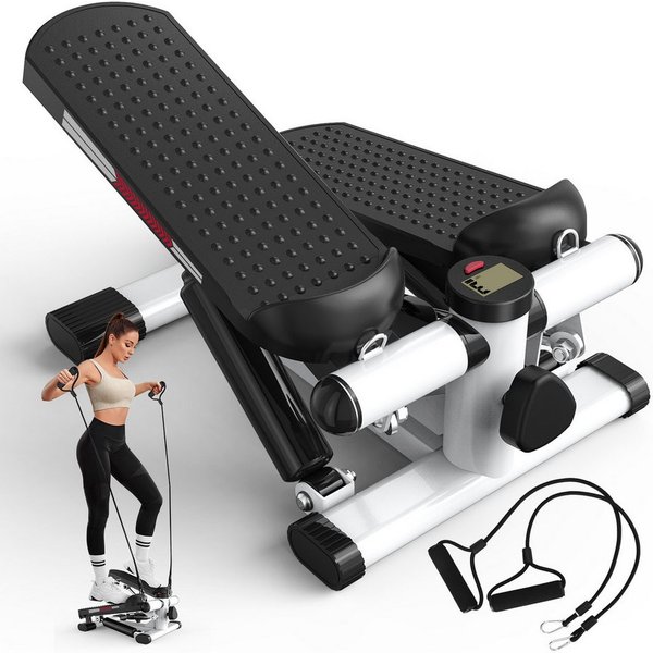 JASPORT Mini-Stepper ST1 2-in-1 Mini Stepper mit Widerstandsband (2-in-1 Up-Down Swing Stepper mit Power Ropes), leise, max. Belastbarkeit 100kg
