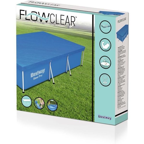 Bestway Pool-Abdeckplane Bestway 58106 - Flowclear PE-Abeckplane 304 x 205 cm, blau, eckig