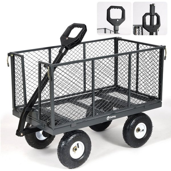 Sekey Bollerwagen Gartenwagen Gerätewagen Garten Plattformwagen mit Vollgummi-Luftreifen, 200 Liter – ECHT 550 kg Schubkarre mit abklappbaren Seitenwänden