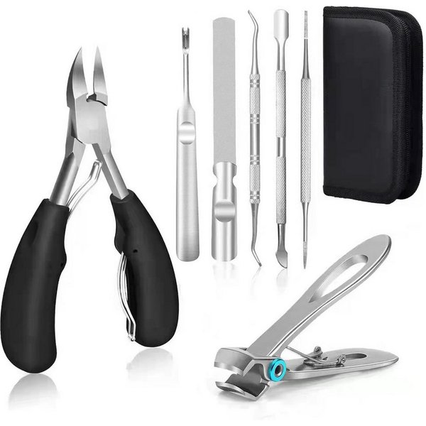 PFCTART Maniküre-Pediküre-Set 7-teiliges Nagelknipser und Maniküre Werkzeug Set, Edelstahl superscharfe gebogene Klingen kosmetische Nagelwerkzeuge, Für dicke u