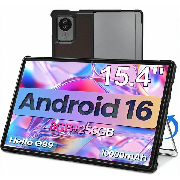 MENGHU 15,4 Zoll Multimedia-Tablet 10000mAh Akku 8GB RAM & 256GB Speicher Tablet (15,4", 256 GB, Android 16)