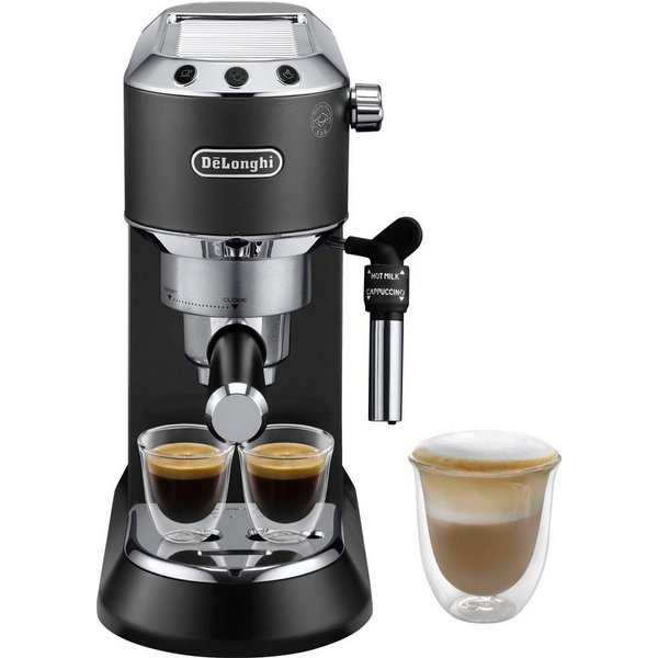 De'Longhi Espressomaschine Dedica Style EC685.BK - Espresso & Doppio, mit Milchschaumdüse, Nur 15 cm breit, für E.S.E Pads geeignet, 1L, inkl. Milchschaumdüse