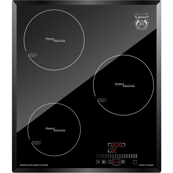 Kaiser Küchengeräte Induktions-Kochfeld 45 cm Induktionskochfeld Schwarz - Einbaukochfeld, Einbauherdplatte und Glaskeramik-Kochfeld mit 3 QuickHeat Zonen, Zwei