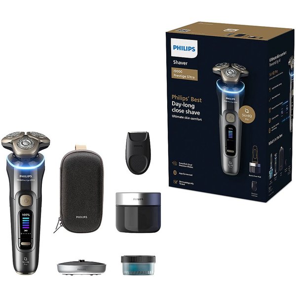 Philips Elektrorasierer Series i9000 Prestige Ultra XP9402/31, Aufsätze: 1, mit SkinIQ Technologie, inkl. Ladestand, Reiseetui, 1 Kartusche