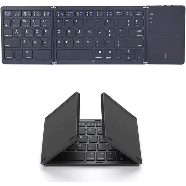 KINSI Faltbare Bluetooth Tastatur, kabellos mit Touchpad, Multi Gerät Wireless-Tastatur (Bluetooth 5.0 Verbindung für drei Geräte gleichzeitig)