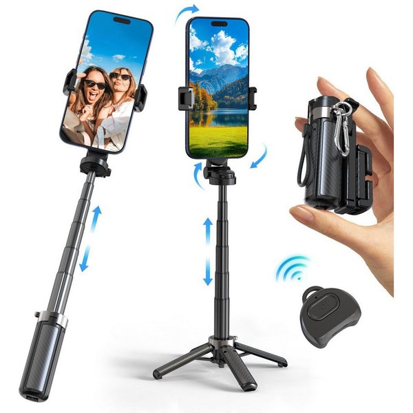 Toomoke Selfie-Stick Handy Stativ, Smartphone Stativ, Handyhalter, Bluetooth Fernauslöser, klappbar, 360° drehbar, höhenverstellbar, für Reisen und Vlog