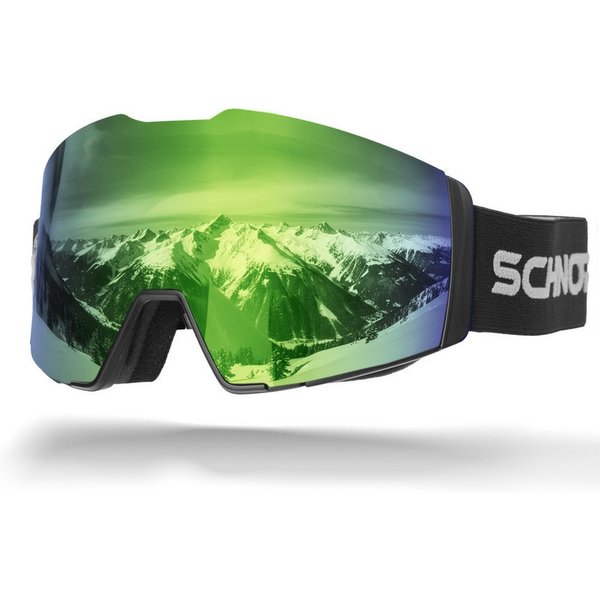 SCHNORR Sportbrille Schnorr Skibrille Edge Grün (S3), Full REVO, Anti-Fog, UV400, (1-St), Full REVO-Beschichtung Grün (S3)