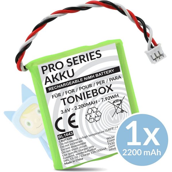 Wicked Chili 1x Akku für Toniebox,50AA5S Ersatzakku Batterie 2200 mAh mit Moosgummi Zusatz-Akku MT-F Pro Series (3,6 V), Akku geeignet für TonieBox