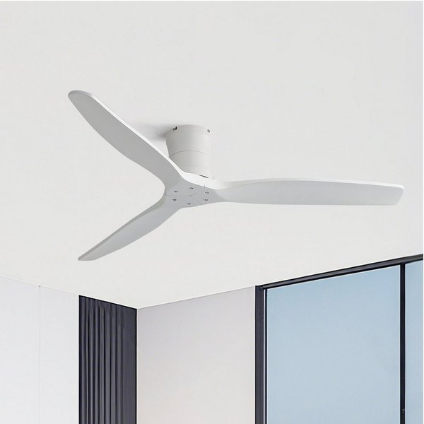 Sofucor Deckenventilator mit 3 Echtholzflügeln, leiser DC-Motor, 6 Geschwindigkeiten, Φ 132cm, mit Fernbedienung, Timer (1/4/8 h), ohne Leuchte und Aufhängung