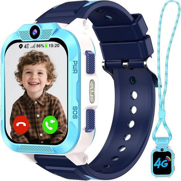 blackview Kinder-Smartwatch mit SIM-Kartensteckplatz,GPS + WiFi + LBS-Tracker,4G Smartwatch (1.85 Zoll, iOS&Android), 1-tlg., Magnetisches Ladekabel, Smartwatch