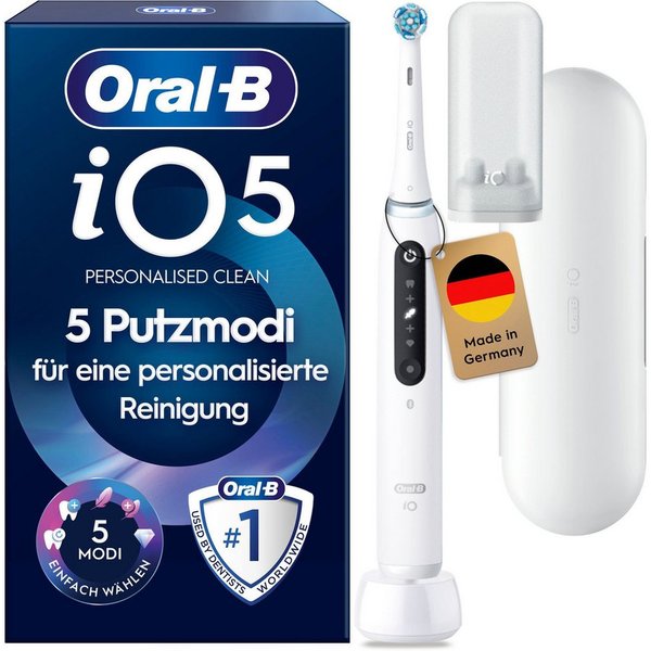 Oral-B Elektrische Zahnbürste Oral-B iO Series 5, Aufsteckbürsten: 1 St., 1 Aufsteckbürste, Langanhaltender Akku, Reise-Etui, Aufsteckbürstenhalter
