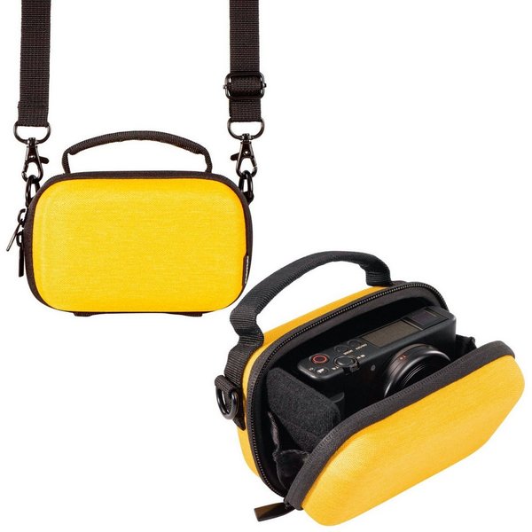 Hama Kameratasche Hardcase Ambato 80R Kamera-Tasche Gelb, Schutz-Hülle Cover Foto-Etui Camera-Bag Gürtelschlaufe Digital-Kamera