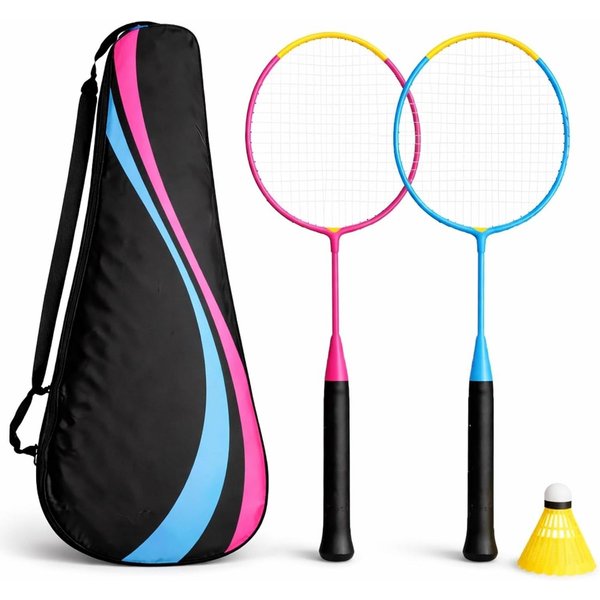 Outdoorn Badmintonschläger Badmintonset mit 2 Federballschlägern, Federball und Tragetasche