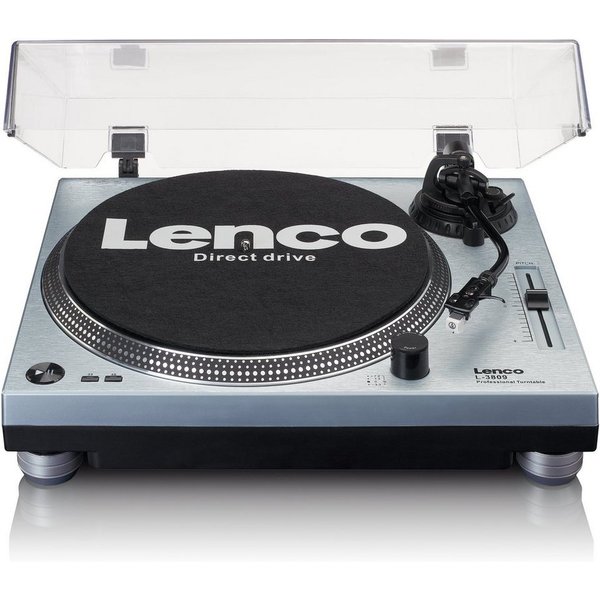 Lenco L-3809ME Plattenspieler (Direktantrieb, USB/PC-Encoding, Pitch Control & Phono-Vorverstärker inkl. Staubschutz)