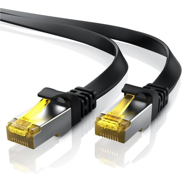 Primewire CAT 7 Flachband Gigabit Netzwerkkabel 10 Gbit/s Patchkabel flach 20m LAN-Kabel, CAT.7, RJ-45 (Ethernet) (2000 cm), für Router, Modem, Switch, PC, idea