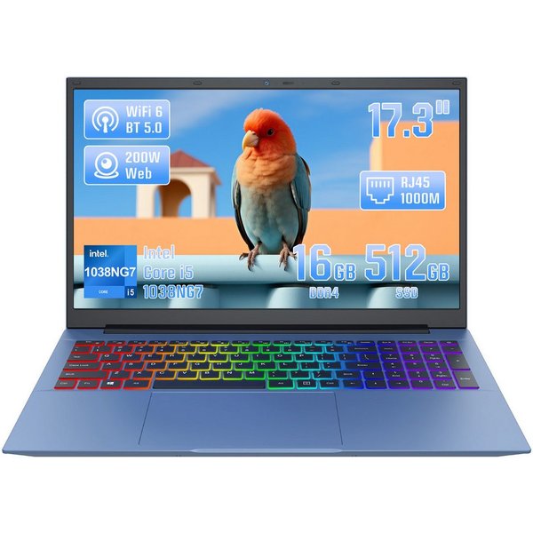 LONGEVINCE Full HD Business-Notebook, 16GB RAM Notebook (43,94 cm/17.3 Zoll, Intel Core i5-1038NG7, Intel UHD Graphics-Serie, 16 GB, 476 GB SSD, Wi-Fi 6, BT 5.0