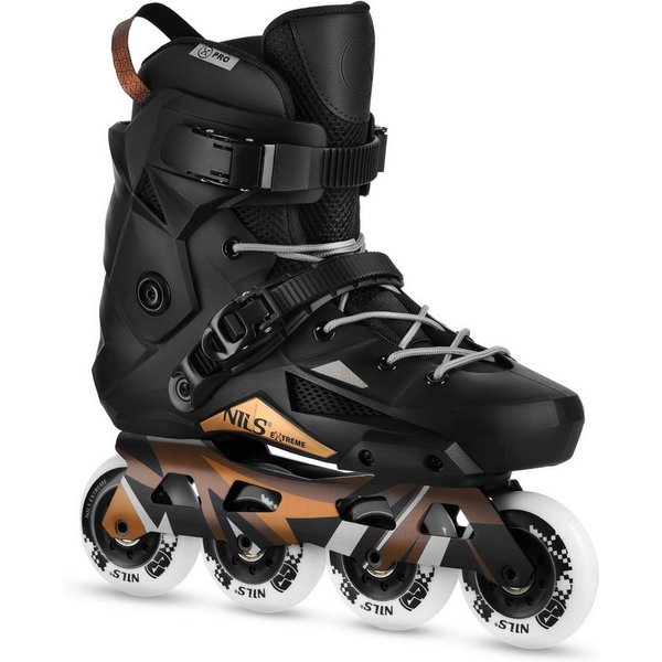 NILS EXTREME Inlineskates Inliner Rollschuhe Speedskates, (Spar-Set, 2-St., 44), Slalom, CNC-Alu-Schiene, ABEC-9 Carbon, PU 85A