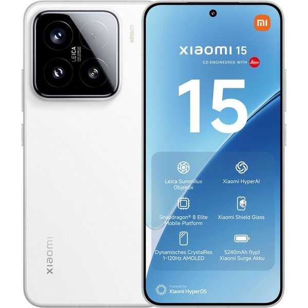 Xiaomi 15 12+512GB Smartphone (16,15 cm/6,36 Zoll, 512 GB Speicherplatz, 50 MP Kamera)