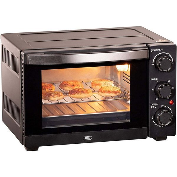 KHG Minibackofen Minibackofen MBO-15S in schwarz mit Umluft, Ober-/Unterhitze, Umluft, Ober-/Unterhitze, Brotbackofen, inkl. 6 Funktionsstufen