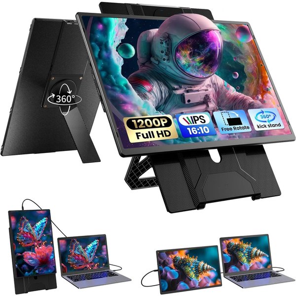 blackview 23,8 Zoll 1080P FHD 100Hz Laptop Bildschirm Erweiterung, Table 10 IPS Portabler Monitor (41,5 cm/16.1 ", 1920x1200 px, Full HD, 100 Hz, IPS, Plug-and-