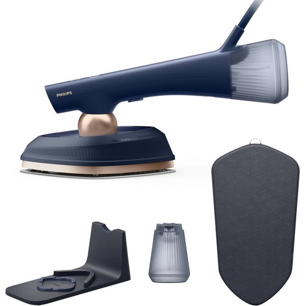 Philips Dampfbügeleisen GC215/20 OneTurn 2-in-1 Bügeleisen & Steamer, SoftBoard & Dock inkl., 1800 W, SteamGlide Plus, 200ml+300ml Wasserbehälter u. 90 g Dampfs
