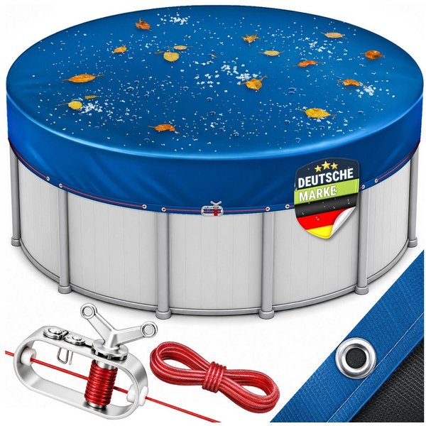 tillvex Pool-Abdeckplane tillvex® Premium Poolabdeckung rund mit Montageset, Solar Pool Abdeck (Abdeckung UV-beständig Schwimmbecken Schwimmbad, Solar Pool Abde