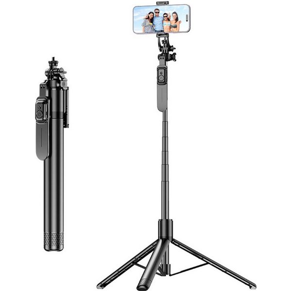 MOPUEA Selfie-Stick Selfie Stick Bluetooth Selfie Stick Stativkopf Bluetooth-Fernbedienung, 360° drehbar, leicht, stabil und rutschfest