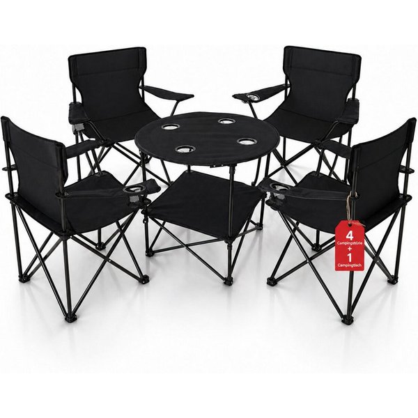 BigDean Campingstuhl Camping Set 2x Campingstühle + 1x Campingtisch (Spar-Set, 5 St), Komplettset für 2 Personen. Stabil. Belastbar. Kompakt & Klappbar