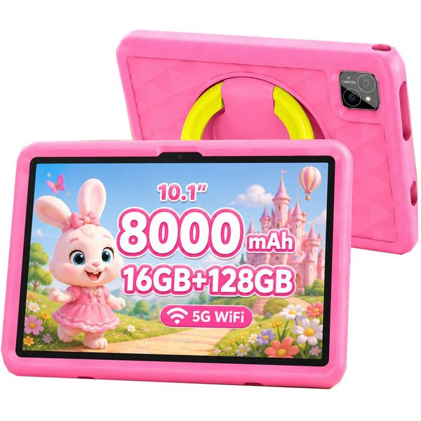 VASOUN TAB11 Kinder-Tablet 10 Zoll,128 GB,8000mAh Tablet (10.1", 128 GB, (Android,WiFi,Dual-Kamera,Bumper Kindersicherung,Elterliche Kontrolle)