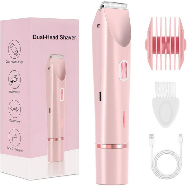 TUWENA Epilierer Intimrasierer für Frauen, 2-in-1 Dual Head Elektrisch Shaver Rasierer, Damenrasierer für Gesicht, Beine, Scham und Arme mit USB-C-Laden