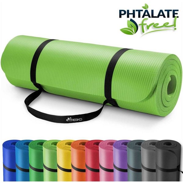 TRESKO Gymnastikmatte rutschfest mit Tragegurt Sportmatte gepolstert, Yogamatte Gymnastikmatte Dick Fitnessmatte