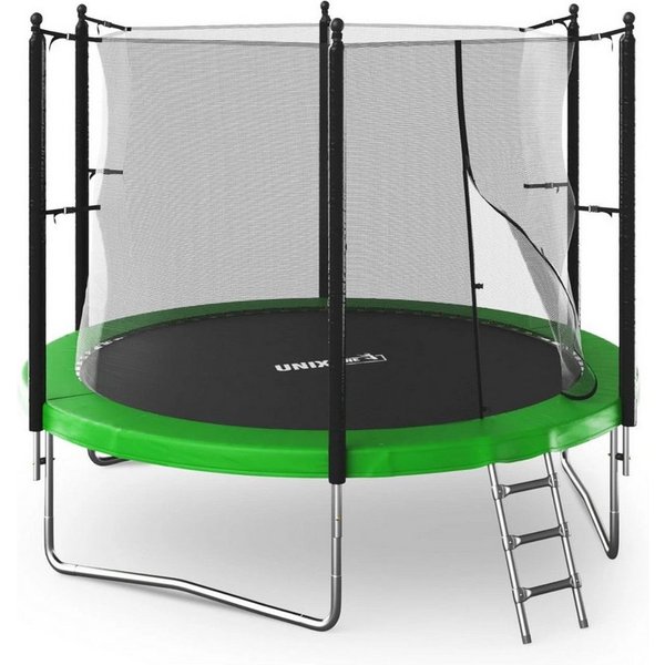 UNIXFIT Gartentrampolin Unix Line Outdoor Trampolin 244/305/366, Ø 305 cm, mit Leiter und Innensicherheitsnetz