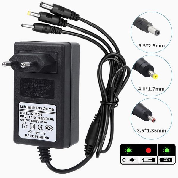 Bolwins R49C 12V Ladegerät für Kinderautos, Quads & E-Fahrzeuge Universal-Netzteil (3-in-1 Ladegerät Für 12V Akkus geeignet Mehrere Steckeradapter)