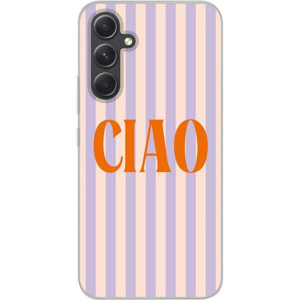 MuchoWow Handyhülle für Samsung Galaxy A54 Ciao - Zitat - Pastell - Streifen, Phone Case, Silikon, Schutzhülle Dünn