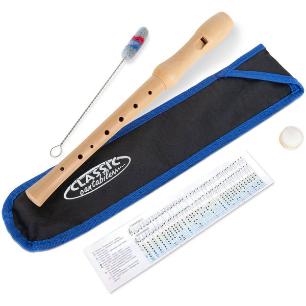 Classic Cantabile Blockflöte Stella aus edlem Ahorn C-Sopran Deutsch, Stella Set, Inklusive Grifftabelle, Etui, Korkfett & Wischerstab, 2-teilige Konstruktion