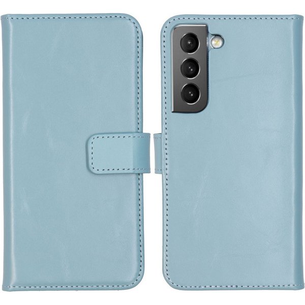 Selencia Smartphone-Mappe Selencia Echtleder Klapphülle Samsung Galaxy S22 - Air Blue