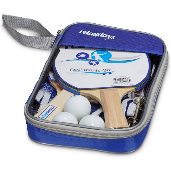relaxdays Tischtennisschläger Tischtennis-Set 2 Sterne (7-tlg)