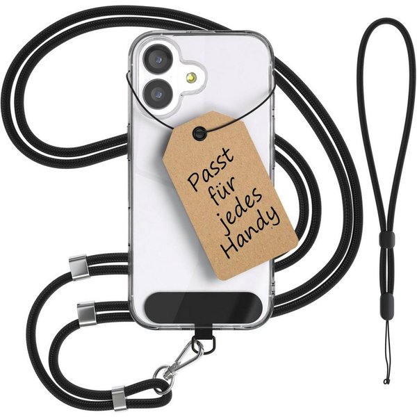 EAZY CASE Handykette Universal Handykette für alle Modelle zum Umhängen, Kette zum Umhängen Pad mit Kordel Uni Smartphonekette Schwarz Black